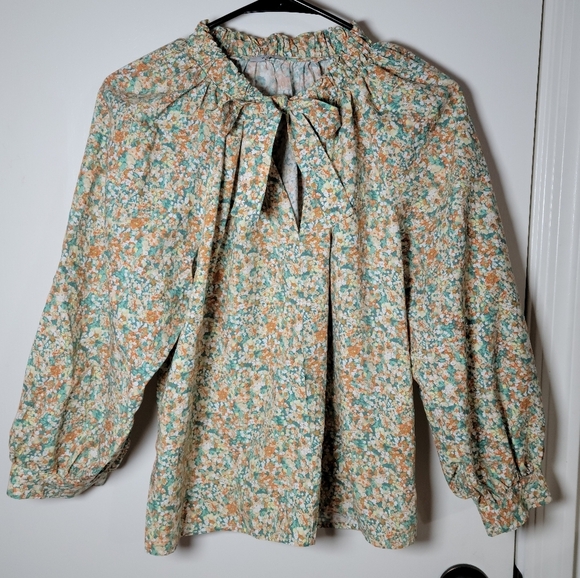 Rails Amal Cassia Floral Long Sleeve V-Neck Tie Spring Floral Top Size Small - Picture 1 of 9